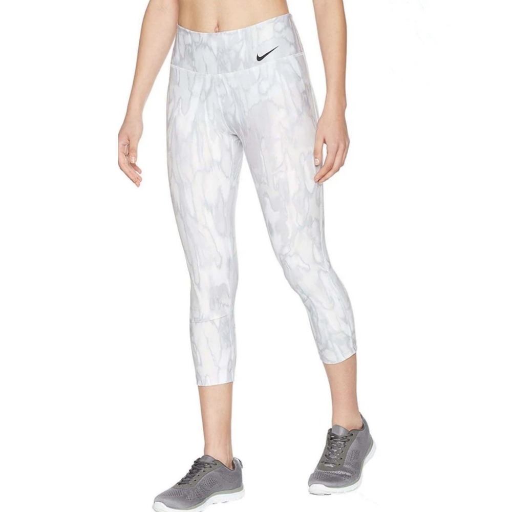 Nike Light Grey Power Legend Training Crop Leggings‎ Womens Size Medium Dri Fit